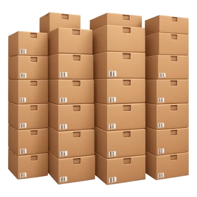 warehouse full of cardboard boxes, simple, clear, no text sticker