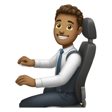a man work at desk see a monitor is smiling  sticker