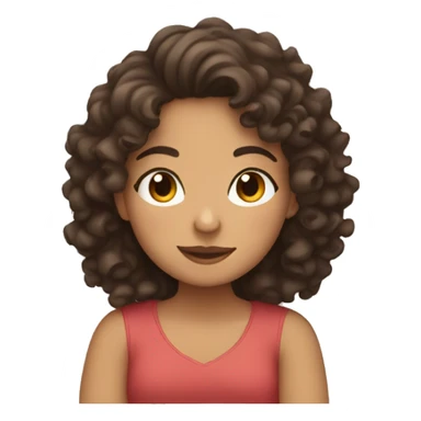 Brunette girl with curly hair hugging herself sitting down closed eyes sticker
