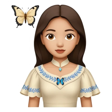 Filipino woman wearing a plain ivory filipiniana sticker