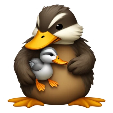 a duck kissing a beaver sticker