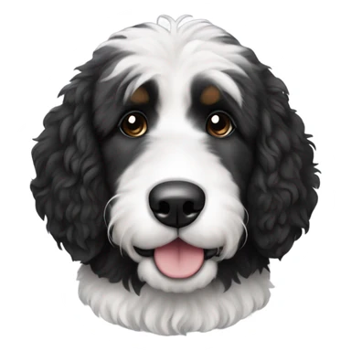 Bernedoodle black and white straight hair fluffy sticker