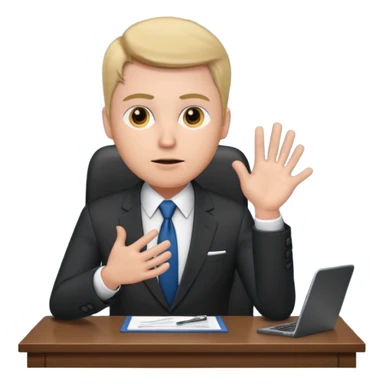 un recruteur qui pose une question à son bureau à un candidat sticker