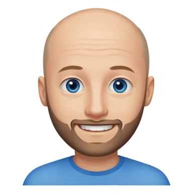 homme yeux bleus presque chauve et une barbe courte moins de chevaux et sourir sticker