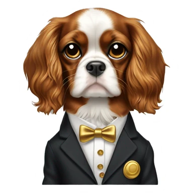 Cavalier King Charles spaniel in suit with gold buttons  sticker