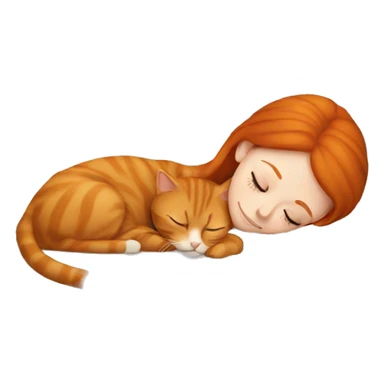 Redhead girl sleeping with a beige cat  sticker