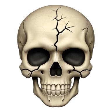 caution skull, black color, bone behind the skull sticker