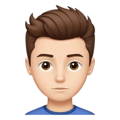 Menino branco com cabelo curto castanho topete sticker