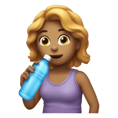 Sally sucking on a water bottle sticker