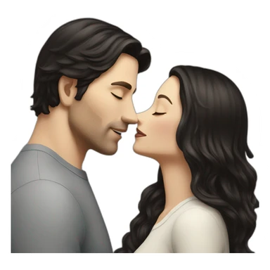 White Man with dark hair kissing white woman with long dark hair sticker
