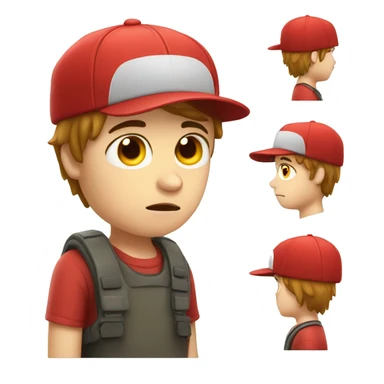 Sad boy with red cap, white skin  sticker