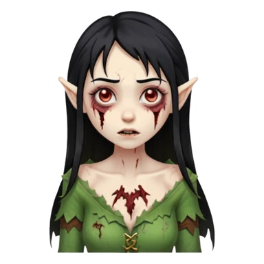 woman elves zombie with black hair sticker