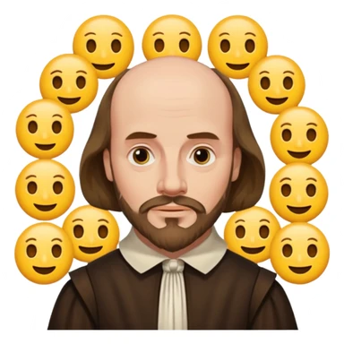 Shakespeare portrait identical to original dealing with a bunch og emojis sticker