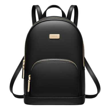 small black commuter backpack purse, women's, clean minimal aesthetic, plain sticker