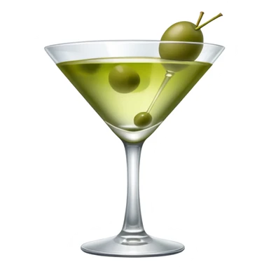 martini with 3 green khaki olives all at the same stick . liquid should be a bit more of a clear color. fancy  sticker