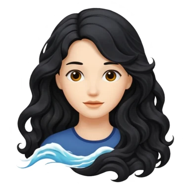 Long black hair wavy sticker