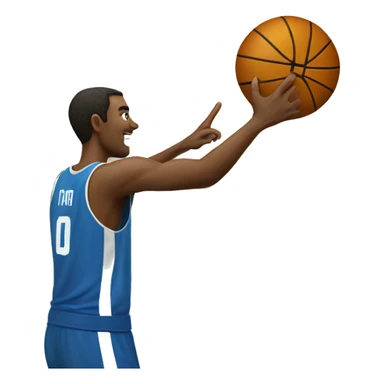 Man playing basket with the finger up to the air sticker