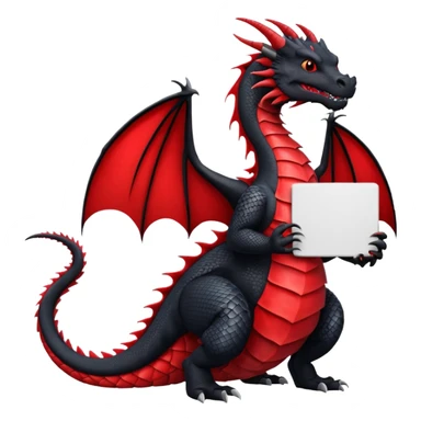 Black and red dragon holding large blank sign sticker