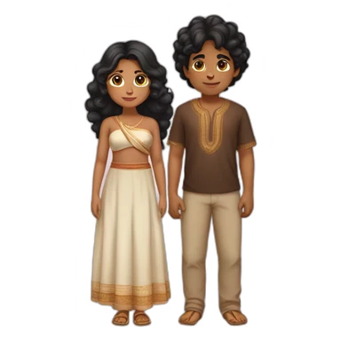 A bit brown indian boy with chubby wavy girl with black hairs sticker