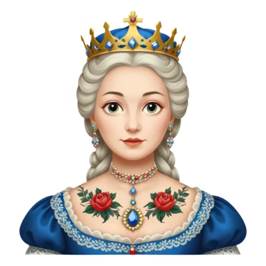 realistic cinematic Russian Empress Catherine the Great depicted with Victorian-style body tattoos sticker