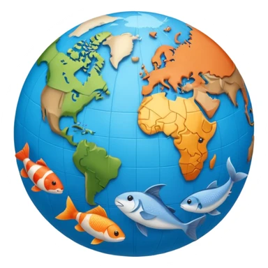 emoji showing a globe with different animals including bird, fish, mammal around it representing global animal diversity sticker