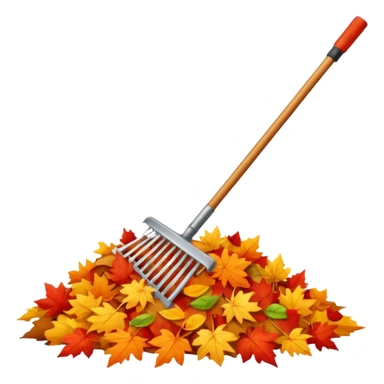 rake collecting a pile of leaves sticker
