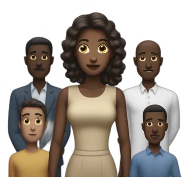 six dark-skinned men stand behind a pale woman sticker