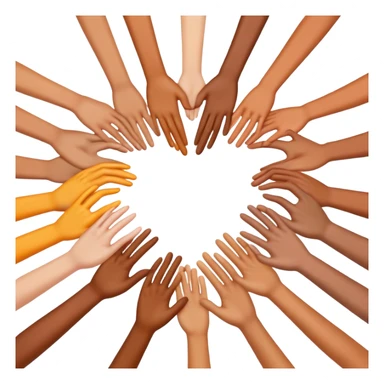 many hands forming a heart with a colorful bacground sticker