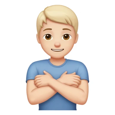 person choking them self’s with there arms crossed smiling  sticker