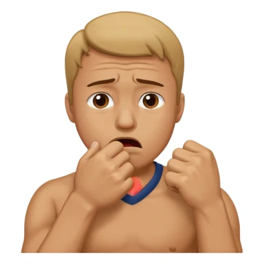 Crying man with his fist holding to his mouth sticker