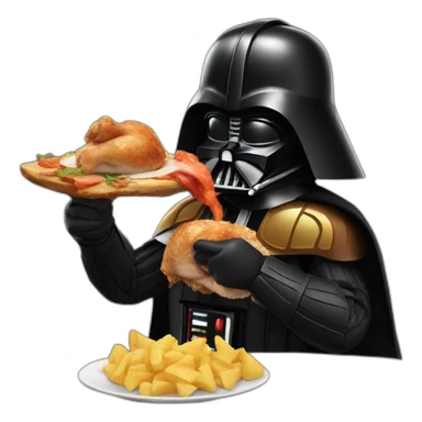 Vader eating chicken and listening to music sticker