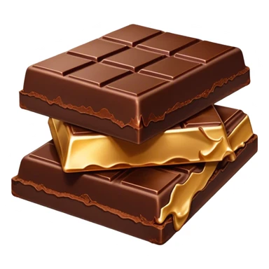 Cinematic silky dark chocolate bar, broken into perfect squares, rich cocoa tones, slightly melting edges, fine texture and decadent shine, warm golden highlights, tempting and rich. sticker