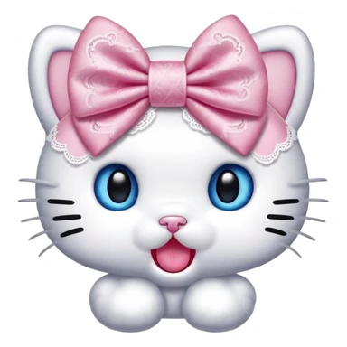 Hello-kitty hello-kitty with blue eyes and lacy silk bow sticking her tongue out sticker