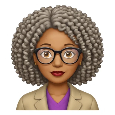 50 year old Black lady with curly hair and glasses sticker