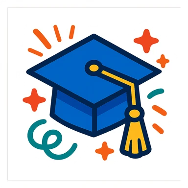 graduation cap, celebratory, bold style sticker