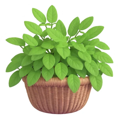 Plectranthus Verticillatus with trailing vines and extremely round circular penny-shaped leaves in a coconut fiber basket sticker