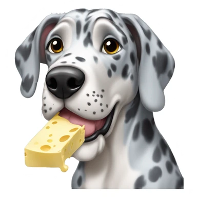 Blue Merle Great Dane eating butter sticker