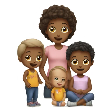 3 kids and a baby playing  sticker