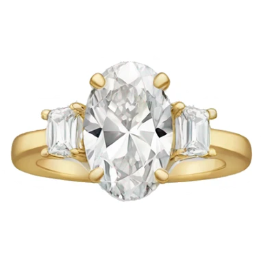 Oval diamond engagement ring with gold band sticker