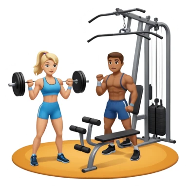 ein gym mit geräten und zwei freunden die sport machen sticker