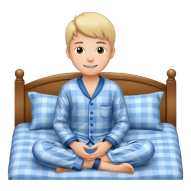 emoji- of a smiley boy sitting on the bed sticker