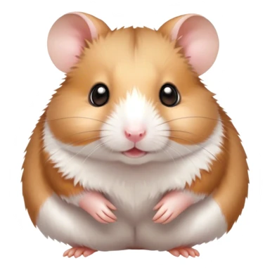 Cinematic Cute Brown and White Banded Hamster Portrait Emoji, Head tilted playfully and inquisitively, showcasing a fluffy fur with playful brown and white banded patterns, round, sparkling dark eyes filled with curiosity, Simplified yet irresistibly adorable features, highly detailed, glowing with a warm, friendly glow, high shine, affectionate and lively, stylized with a touch of whimsy, bright and endearing, soft glowing outline, capturing the essence of a mischievous yet loving hamster, so playful it feels like it could dash out of the screen and into your arms! sticker