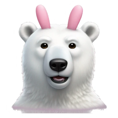 polar bear with pink bunny ear headband on head sticker