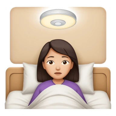 A middle-aged Asian woman lying in bed, unable to sleep sticker