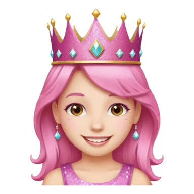 pink girl glitter crown sticker
