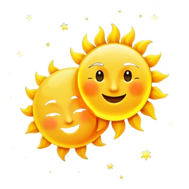 Moon and sun dancing in a dark nighty background  sticker