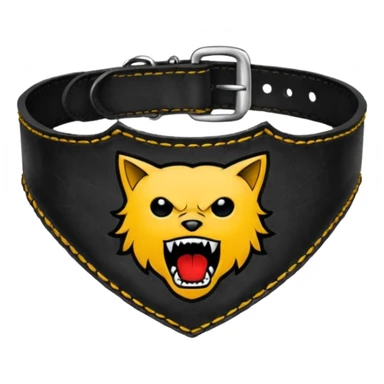 Leather collar engraved with screaming mouth sigil, dominance aesthetic sticker