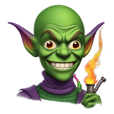 Green goblin smoking rainbow sticker