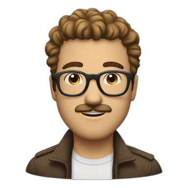 rickyedit (w/glasses and moustache and brown short hair and a big nose and fringe and young) sticker