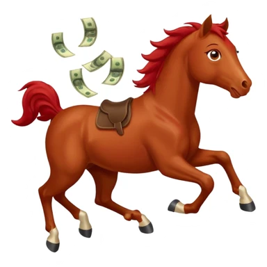 red horse agressive running happiness money sticker